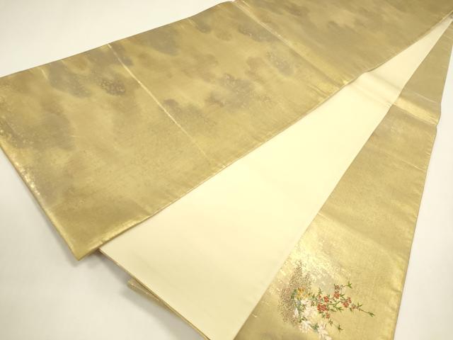 平和屋本店▼太鼓柄袋帯 唐織 飾花文 引箔 本金箔 正絹 逸品 DABK2622op