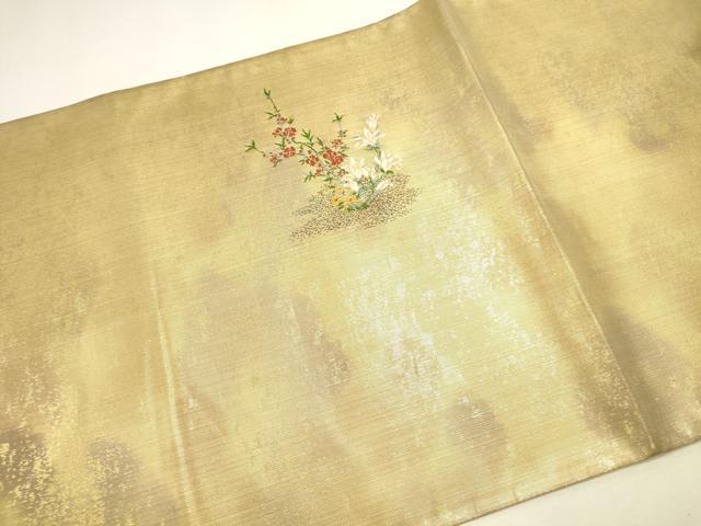 平和屋本店▼太鼓柄袋帯 唐織 飾花文 引箔 本金箔 正絹 逸品 DABK2622op