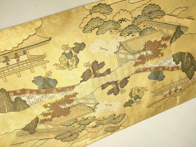 平和屋本店▼佐賀錦 全通全景柄袋帯 都祭礼図 本金二重箔 正絹 逸品 未使用 DABK2644op