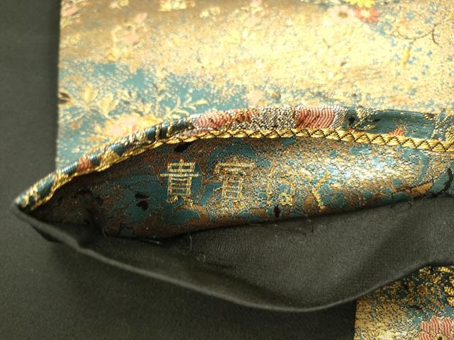 平和屋本店▼六通柄袋帯 貴寶はく 草花 本金箔二重 正絹 逸品 DABK2657op