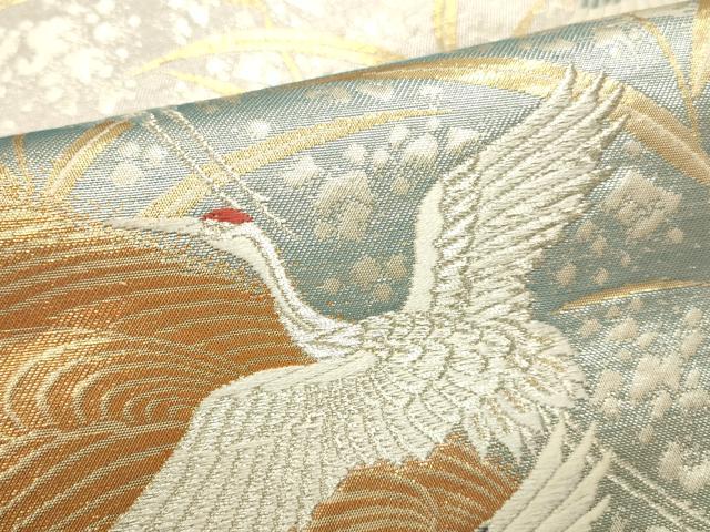平和屋本店▼六通柄袋帯 唐織 花苑累鶴文 本金箔 正絹 逸品 DABK2661op