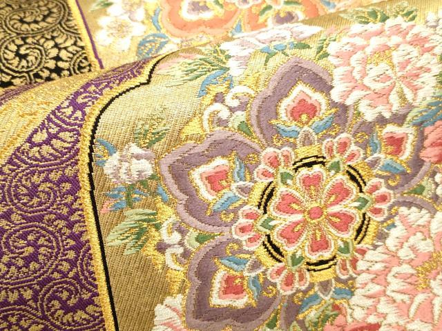 平和屋本店▼六通柄袋帯 唐織 正倉院吉祥花文 本金箔 正絹 逸品 DABK2667op