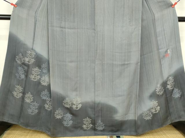 平和屋着物●国際的伝統工芸作家 十二代・藤林徳扇 苑寿 色留訪問着 刺繍 華乃式部 鳥花文 暈し染め 銀糸 反端付 正絹 逸品 DABK2673op