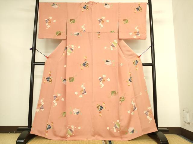平和屋着物●上質な小紋 源氏香花文 金彩 鬼しぼ縮緬 正絹 逸品 未使用 DABK2678op
