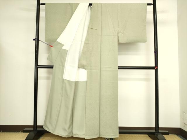 平和屋着物●上質な色無地 箔散らし地紋 若葉色 正絹 逸品 未使用 DABK2686op
