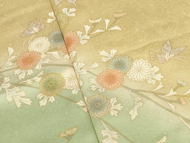 平和屋着物●訪問着 舞蝶花文 暈し染め 金彩 鈴乃屋扱い 正絹 逸品 DABK2693op