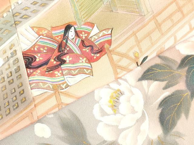 平和屋着物●訪問着 作家物 手描き 人物風景花文 暈し染め 金彩 正絹 逸品 DABK2695op