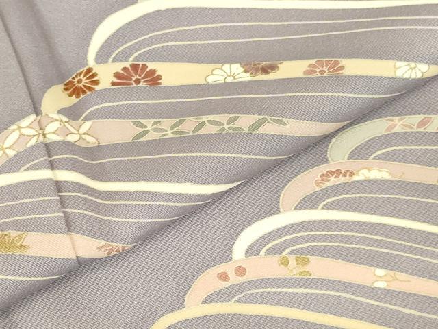 平和屋着物●訪問着 刺繍 立波花文 金彩 正絹 逸品 DABK2708op