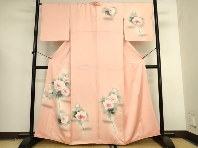 平和屋着物●訪問着 牡丹 暈し染め 正絹 逸品 DABK2711op
