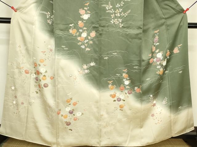 平和屋着物●訪問着 草花 暈し染め 金彩 正絹 逸品 DABK2714op