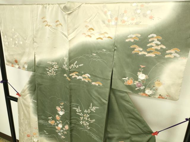 平和屋着物●訪問着 草花 暈し染め 金彩 正絹 逸品 DABK2714op