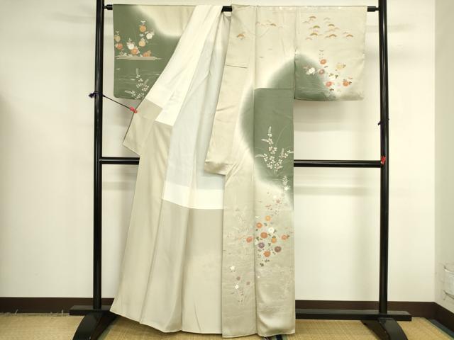 平和屋着物●訪問着 草花 暈し染め 金彩 正絹 逸品 DABK2714op