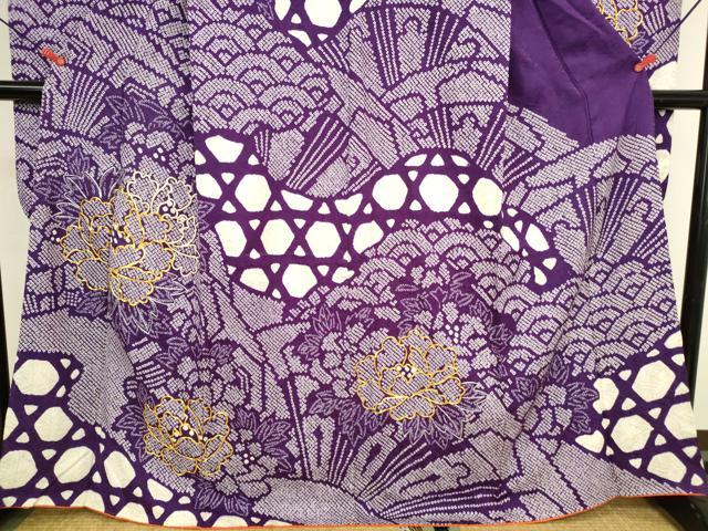 平和屋着物●豪華振袖 駒刺繍 総絞り 牡丹 正絹 逸品 DABK2723op