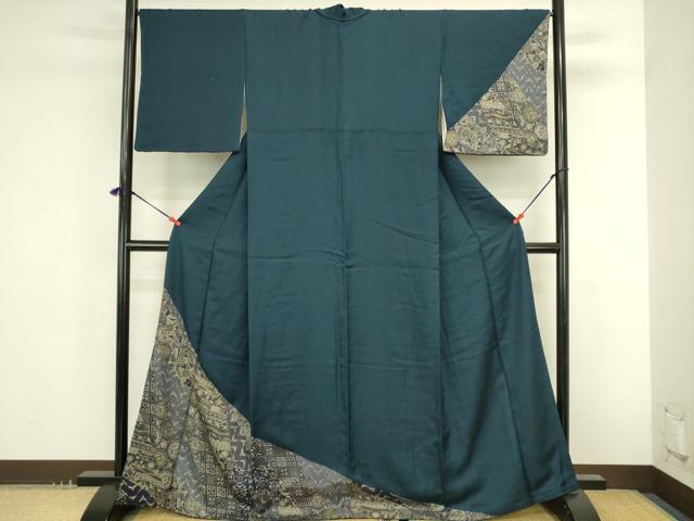 平和屋着物●染色作家 斉藤三才 訪問着 切嵌花鳥文 金彩 正絹 逸品 DABK2742op
