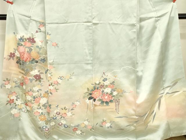 平和屋着物●訪問着 草花 暈し染め 金彩 正絹 逸品 DABK2743op