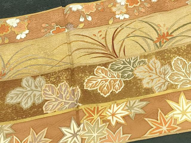 平和屋着物●訪問着 駒刺繍 横段花文 金彩 正絹 逸品 DABK2764op