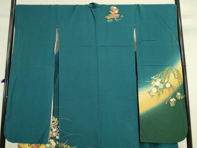 平和屋着物●豪華振袖 駒刺繍 飾花文 暈し染め 金彩 正絹 逸品 DABK2774op