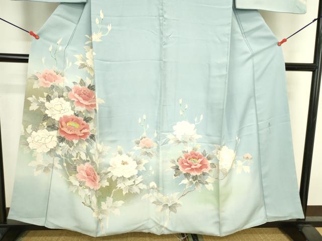平和屋着物●京友禅の第一人者 松井青々 訪問着 駒刺繍 牡丹 暈し染め 金彩 正絹 逸品 DABK2778op
