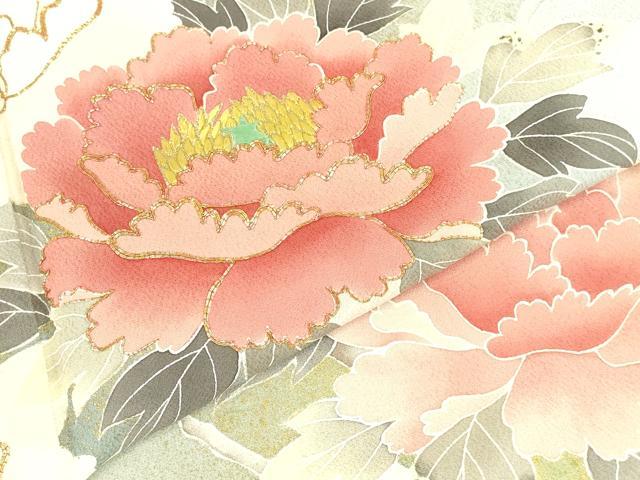 平和屋着物●京友禅の第一人者 松井青々 訪問着 駒刺繍 牡丹 暈し染め 金彩 正絹 逸品 DABK2778op