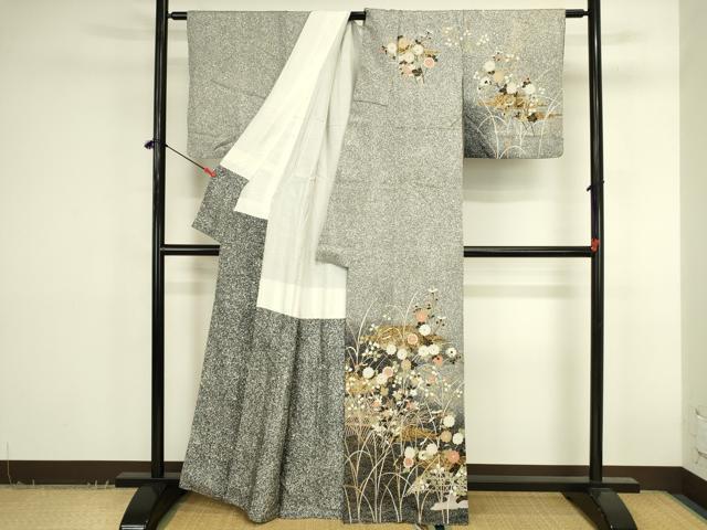 平和屋着物●訪問着 花霞文 たたき染め 金彩 正絹 逸品 DABK2781op