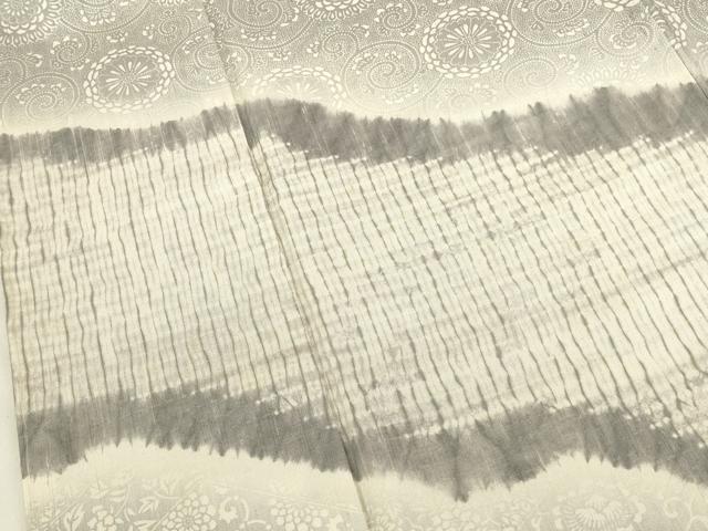 平和屋着物●訪問着 紬地 杢目絞り 花唐草文 暈し染め 正絹 逸品 DABK2794op