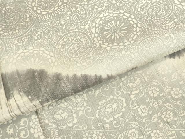 平和屋着物●訪問着 紬地 杢目絞り 花唐草文 暈し染め 正絹 逸品 DABK2794op