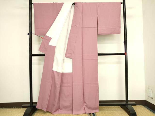 平和屋着物●上質な色無地 霞地紋 退紅色 正絹 逸品 DABK2795op