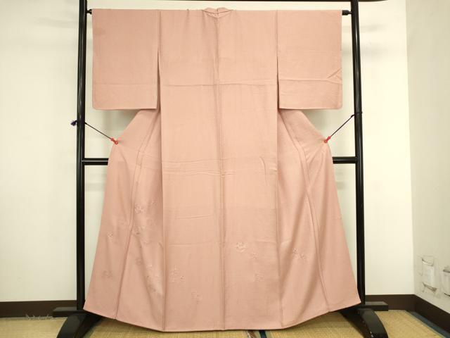 平和屋着物●中国三大刺繍 汕頭刺繍 スワトウ刺繍 総刺繍 色留袖 雪輪花文 珊瑚色 正絹 逸品 DABK2796op