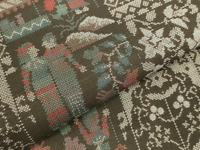 平和屋着物●本場大島紬 9マルキ エジプト壁画花文 正絹 逸品 未使用 DABK2804op