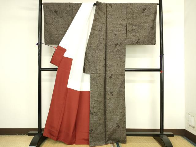 平和屋着物●本場大島紬 9マルキ 蔦の葉文 正絹 逸品 未使用 DABK2820op
