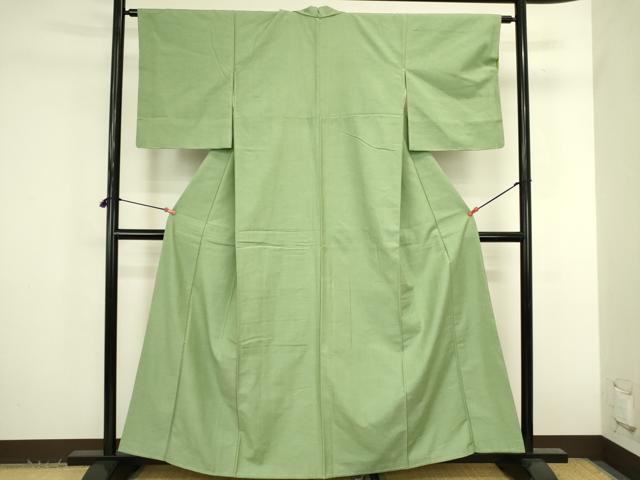 平和屋着物●結城紬 柳色 正絹 逸品 未使用 DABK2824op