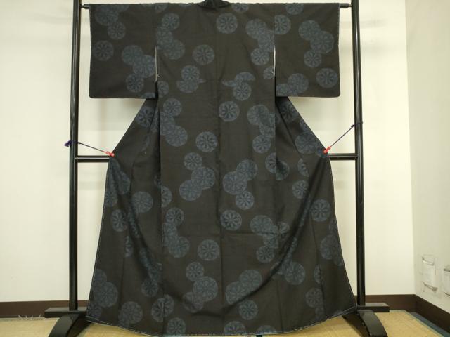 平和屋着物●本場結城紬 100亀甲 飛び亀甲 源氏車 正絹 逸品 未使用 DABK2825op