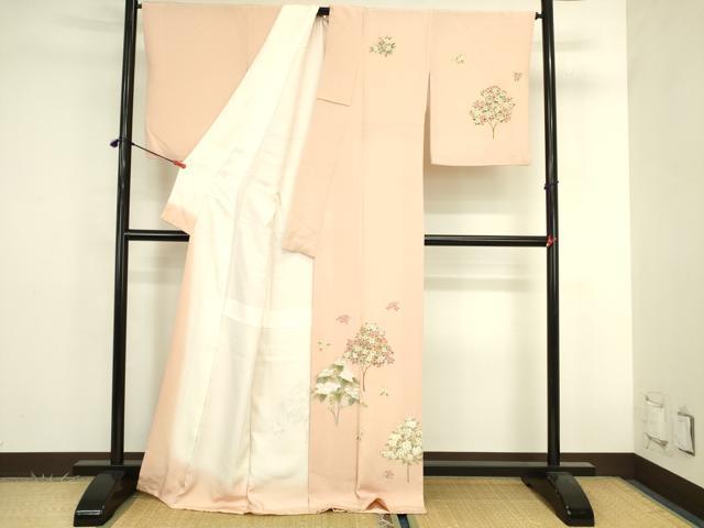 平和屋着物●訪問着 駒刺繍 草花 暈し染め 金彩 鬼しぼ縮緬 ロング丈 正絹 逸品 DABK2838op