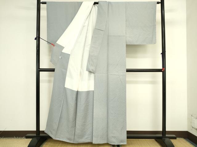 平和屋着物●上質な色無地 樹林地紋 灰青色 正絹 逸品 未使用 DABK2843op