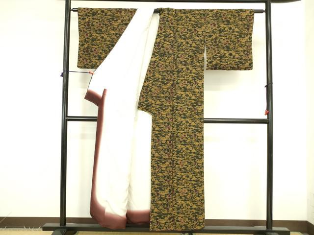 平和屋着物●宮内庁御用達 赤城右堂 小紋 流水花文 鬼しぼ縮緬 正絹 逸品 DABK2844op