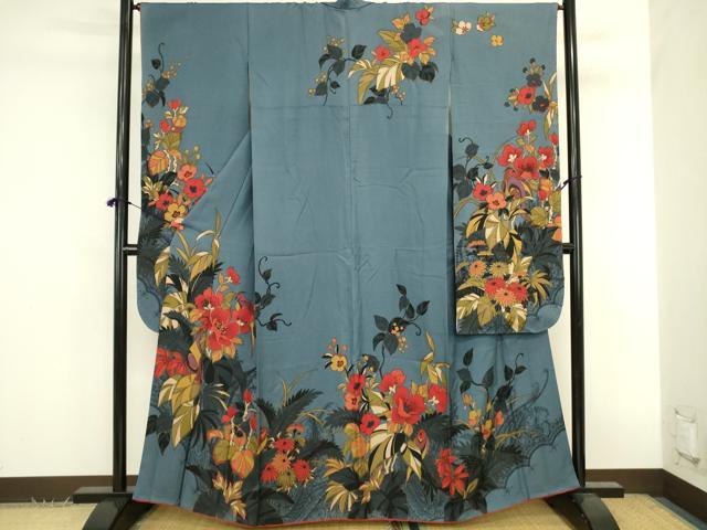 平和屋着物●豪華振袖 駒刺繍 花鳥文 金彩 正絹 逸品 DABK2854op
