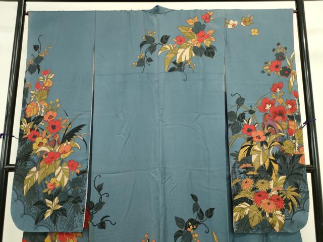 平和屋着物●豪華振袖 駒刺繍 花鳥文 金彩 正絹 逸品 DABK2854op