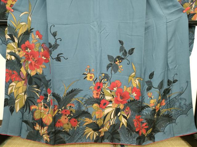 平和屋着物●豪華振袖 駒刺繍 花鳥文 金彩 正絹 逸品 DABK2854op