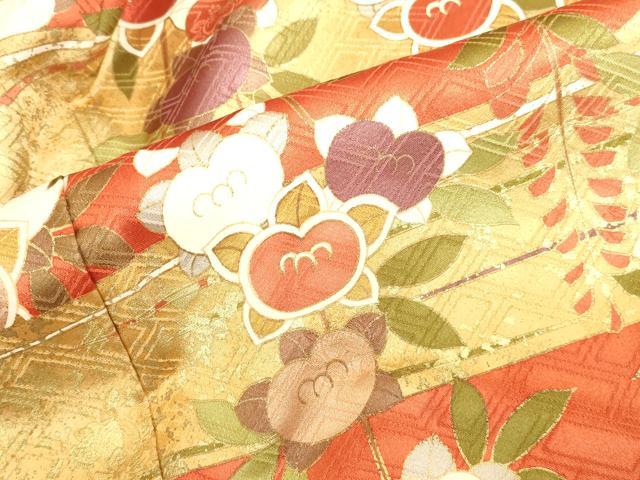 平和屋着物●十日町老舗ブランド 吉澤友禅 吾妻徳穂 振袖 駒刺繍 橘 金彩 正絹 逸品 DABK2858op