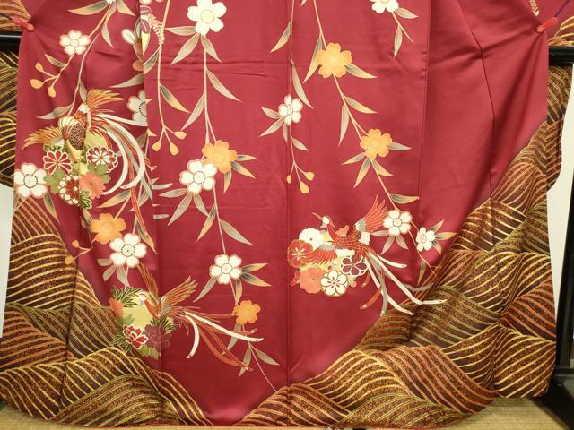 平和屋着物●豪華振袖 刺繍 鳳凰花文 暈し染め 金彩 正絹 逸品 DABK2859op