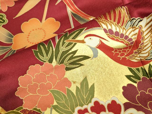 平和屋着物●豪華振袖 刺繍 鳳凰花文 暈し染め 金彩 正絹 逸品 DABK2859op