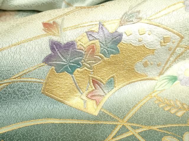 平和屋着物●訪問着 地紙花文 暈し染め 金銀彩 正絹 逸品 DABK2869op