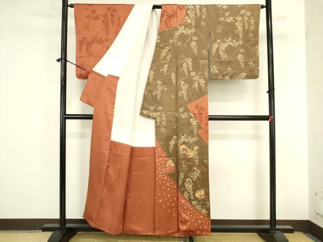 平和屋着物●訪問着 駒刺繍 絞り 花丸文 金彩 正絹 逸品 DABK2871op
