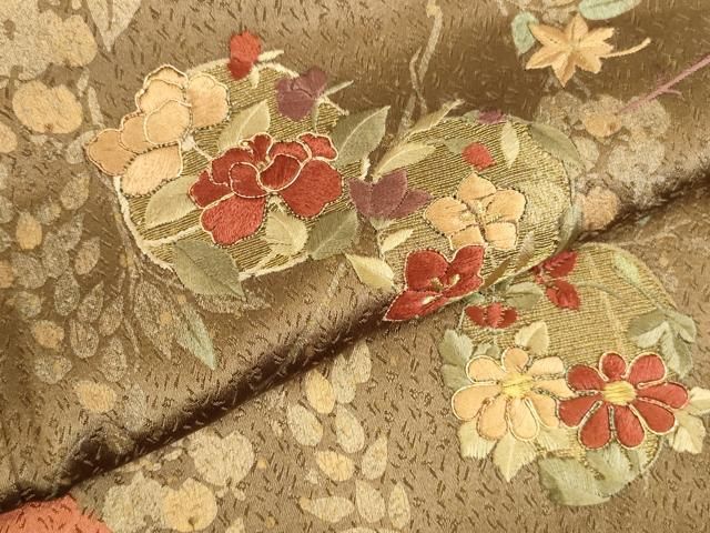 平和屋着物●訪問着 駒刺繍 絞り 花丸文 金彩 正絹 逸品 DABK2871op