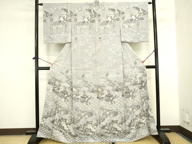 平和屋着物●訪問着 辻が花 暈し染め 銀彩 正絹 逸品 DABK2877op