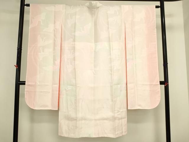 平和屋着物●振袖用長襦袢 群鶴地紋 暈し染め 半衿刺繍 正絹 逸品 DABK2882op