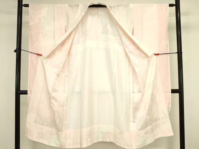 平和屋着物●振袖用長襦袢 群鶴地紋 暈し染め 半衿刺繍 正絹 逸品 DABK2882op