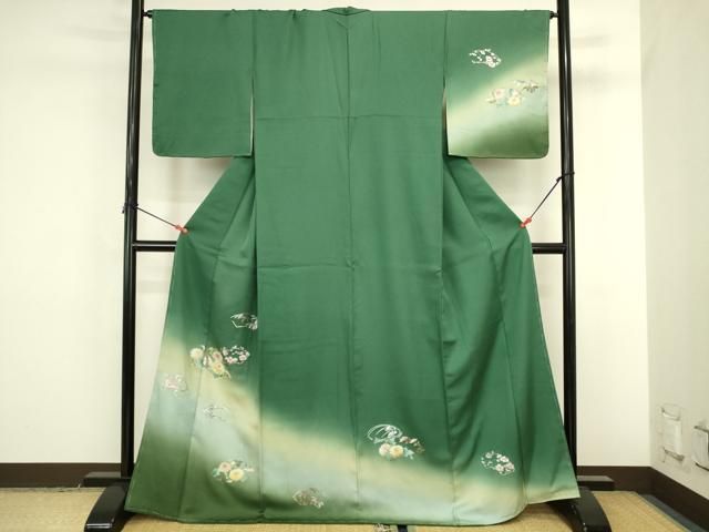 平和屋着物●訪問着 地紙花文 暈し染め 金彩 正絹 逸品 未使用 DABK2883op