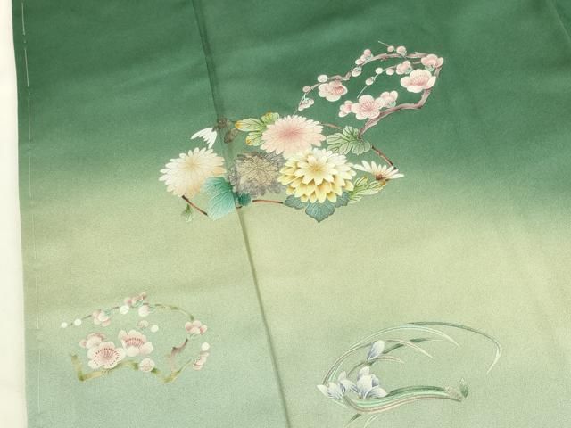 平和屋着物●訪問着 地紙花文 暈し染め 金彩 正絹 逸品 未使用 DABK2883op