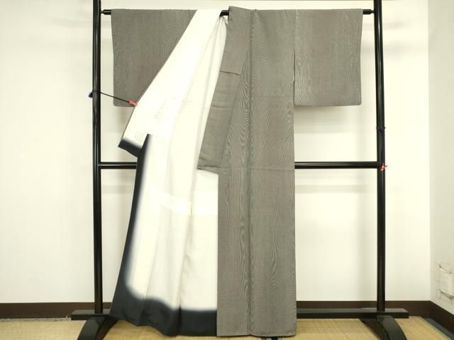 平和屋着物●寺山存男 江戸小紋 万筋 羊羹色×白練色 正絹 逸品 DABK2887op